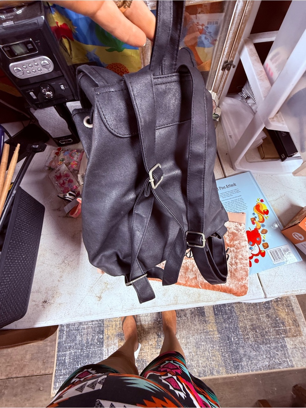 Planet Hollywood Black Faux-Leather Men’s Backpack - Picture 8 of 8